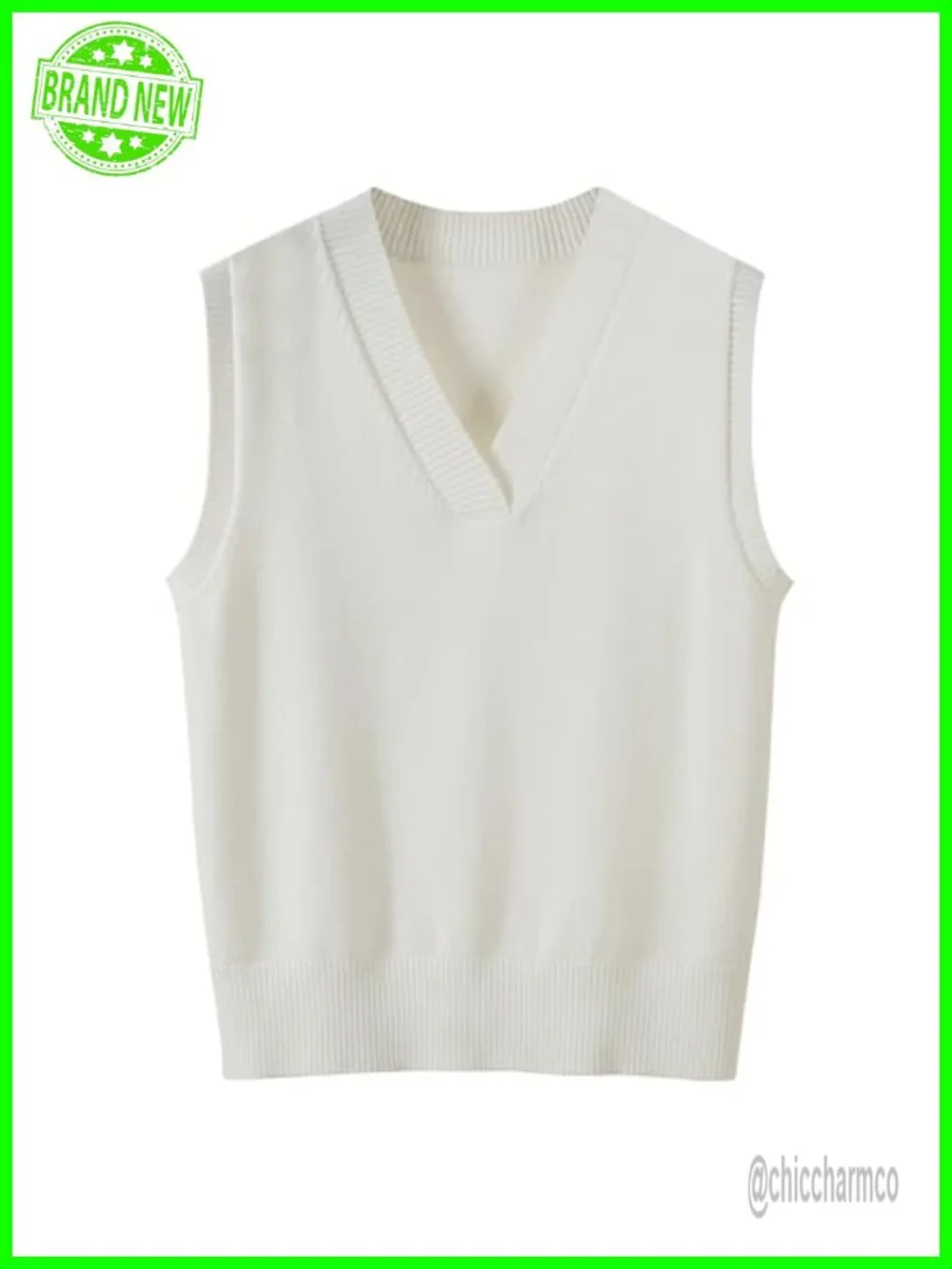 V Neck Sleeveless Ribbed Knit Sweater Vest - Classic Pullover Tank Top
